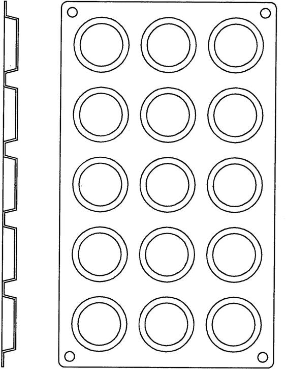 GASTROFLEX MOULD TRAY GN 1/3 325X176 15 TARTLETS 4.5 CM