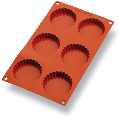 GASTROFLEX MOULD TRAY GN 1/3 325X176 6 FLUTED TARTLETS 7.5 CM