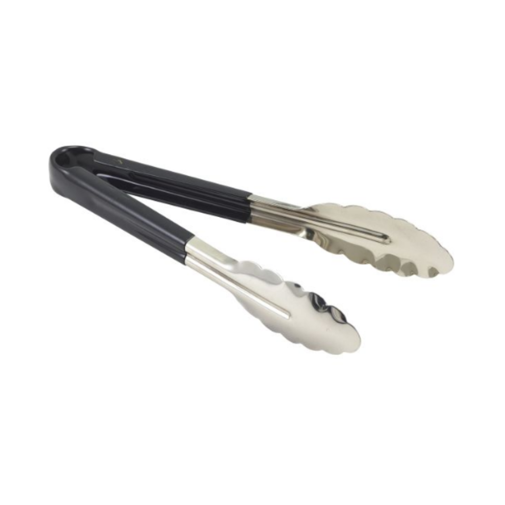 Stainless Steel Black Handled Utility Tongs 12" (30cm)