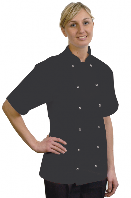 Black Chef Press Stud Jacket short sleeves