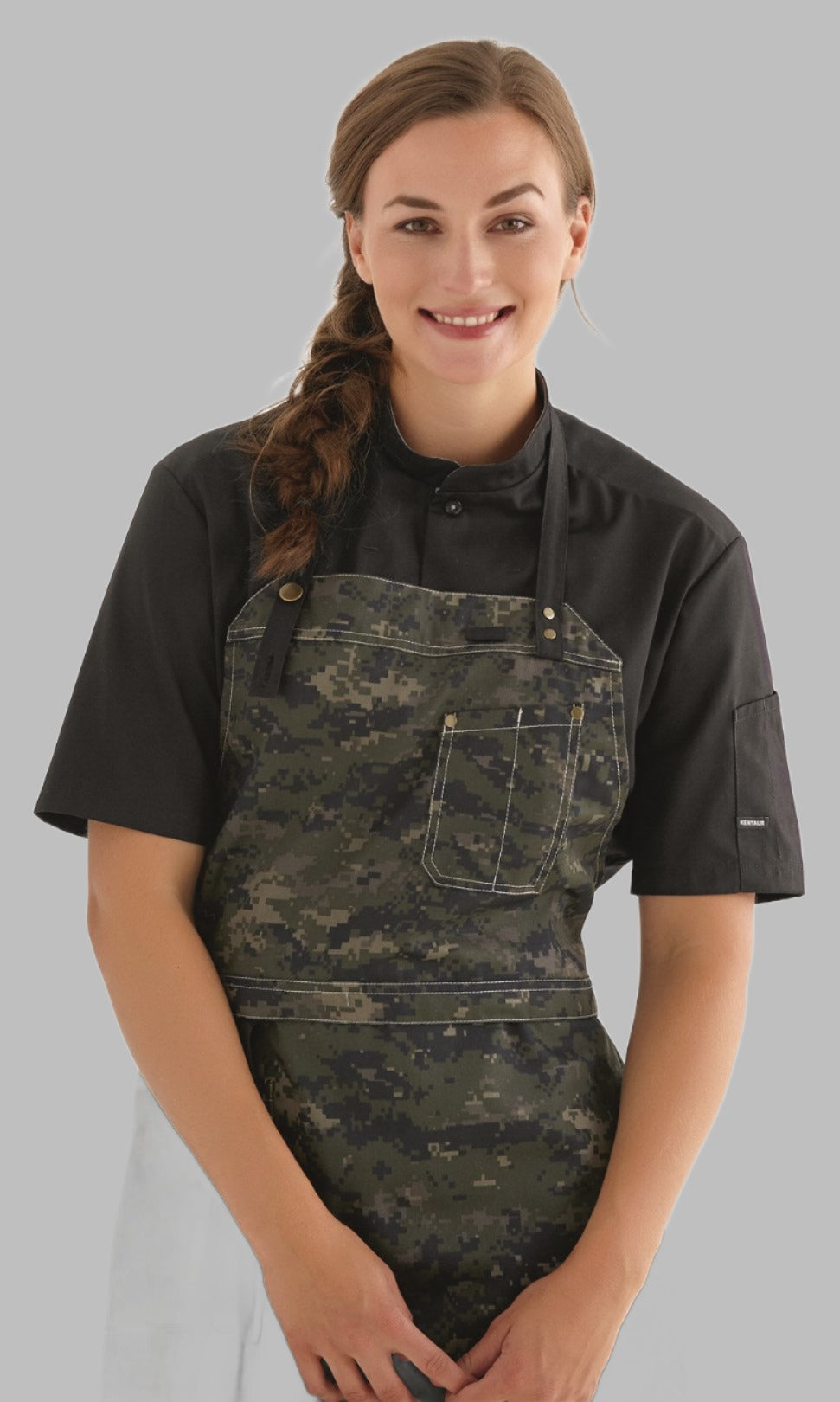 Black  Kentaur Chef Service Shirt Short Sleeve